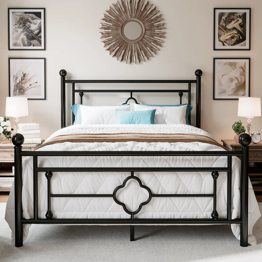 Vintage Victorian Style Wrought Iron Platform Bed