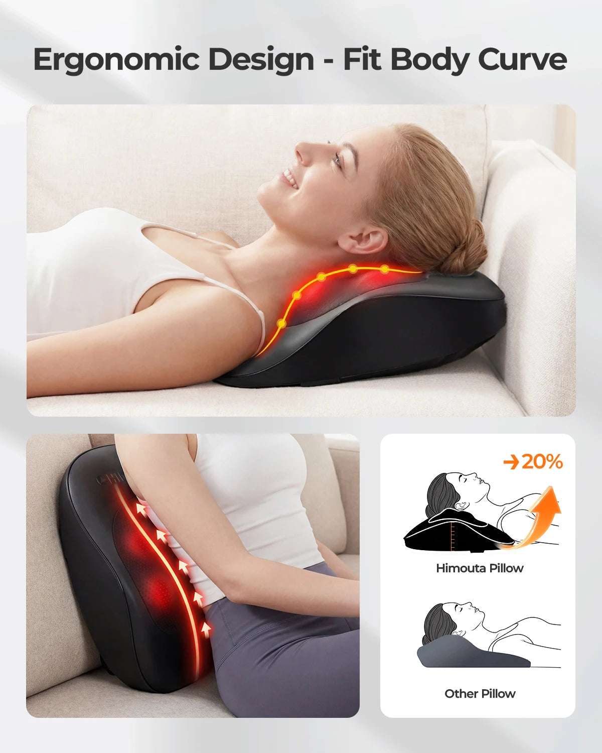 Electric Neck and Back Massage Pillow with Heat