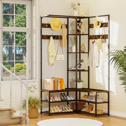 Industrial Hall Tree with Shoe Bench
