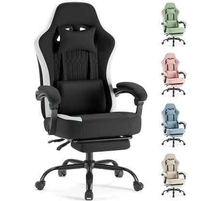 Ergonomic Gaming Chair with Pocket Spring Cushion, Footrest & Lumbar Support