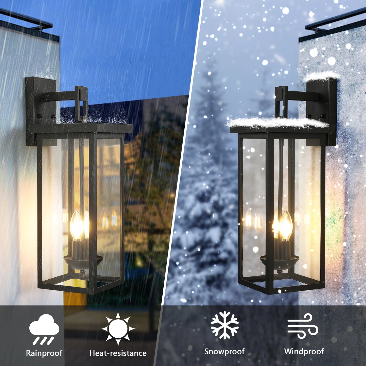 Weatherproof Exterior Wall Lantern with Dusk to Dawn Sensor