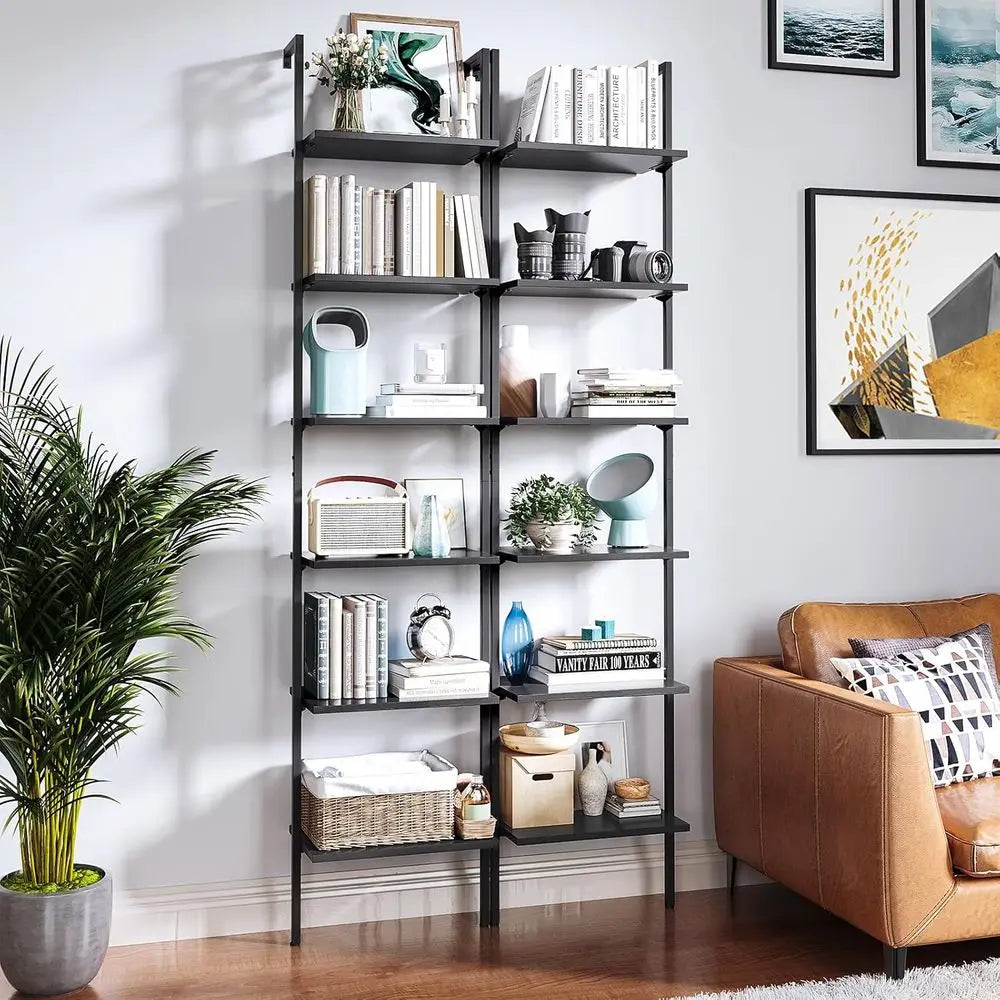 Stylish 6-Tier Metal Frame Ladder Shelf