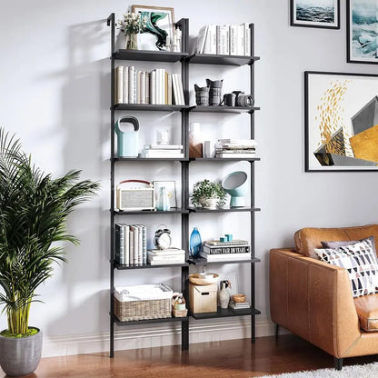 Stylish 6-Tier Metal Frame Ladder Shelf