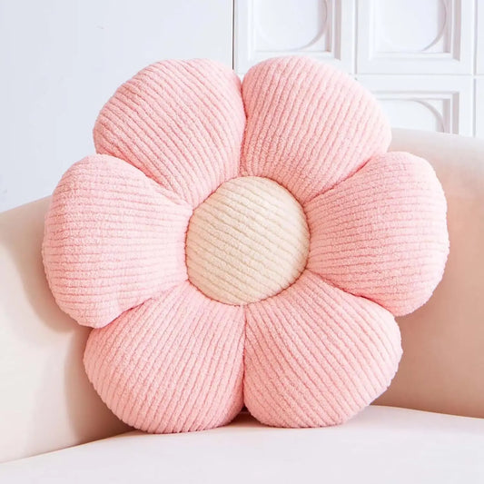 Plush Pink Daisy Throw Pillow