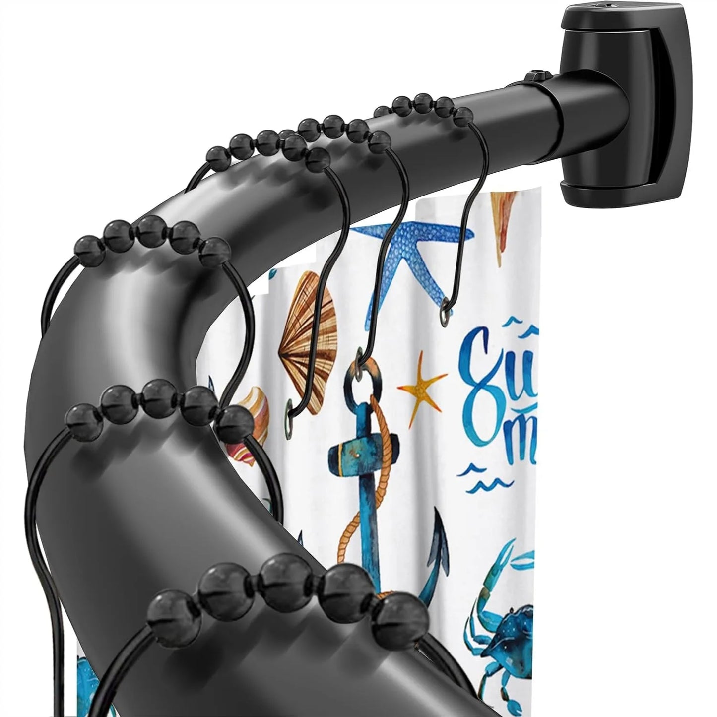 Adjustable Black Curved Shower Curtain Rod