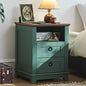 Farmhouse Style Night Stands, Set of 2, with Charging Stations