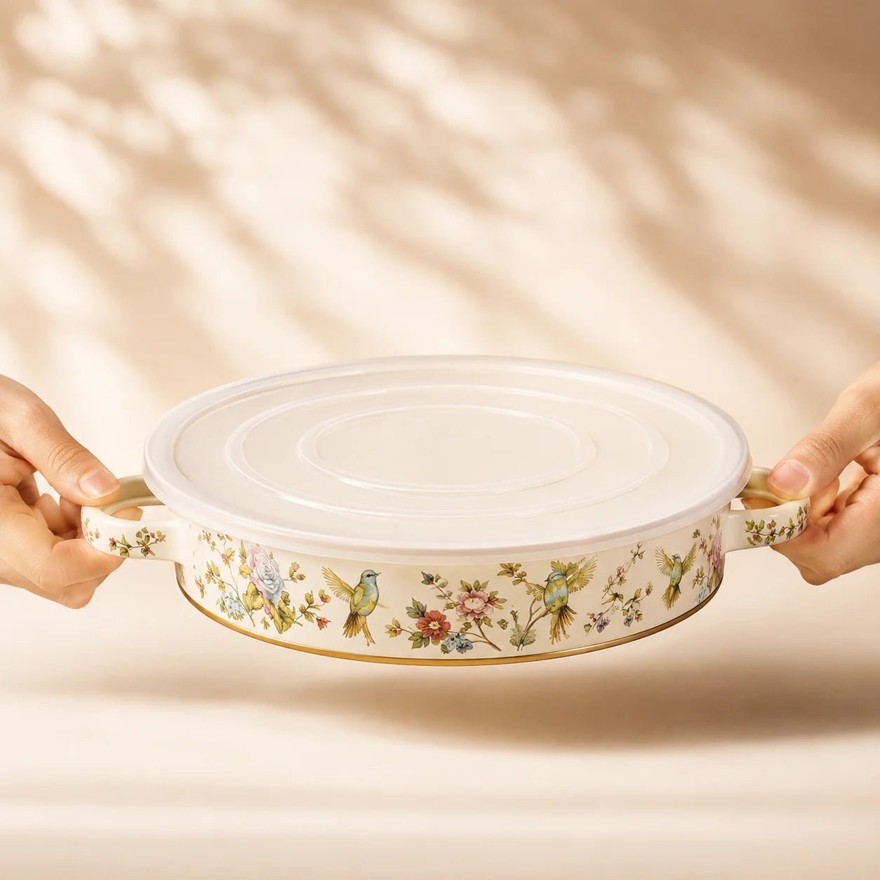 Vintage Floral Enamel Pie Pan