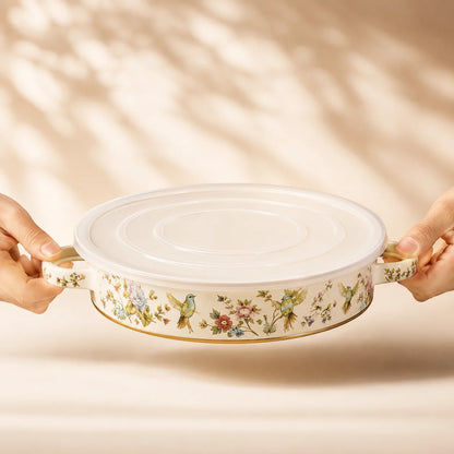 Vintage Floral Enamel Pie Pan