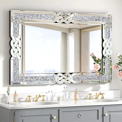 Decorative Silver & Crystal Frame Wall Mirror
