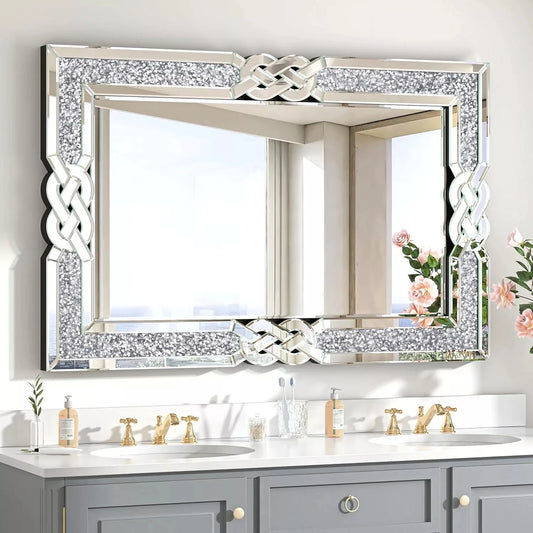 Decorative Silver & Crystal Frame Wall Mirror