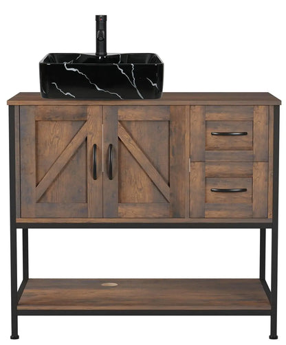 Rustic Bathroom Vanity with Ceramic Sink