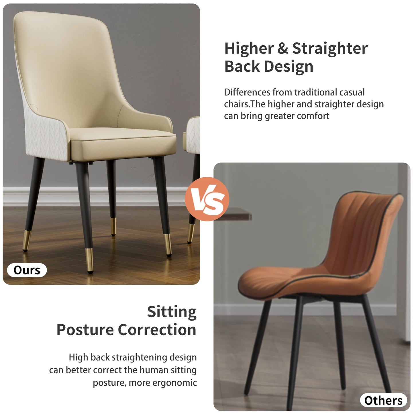 Modern Dining Room Chairs with High Tufted Back