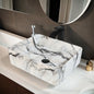 Marble Pattern Ceramic Bathroom Vessel Sink with Faucet