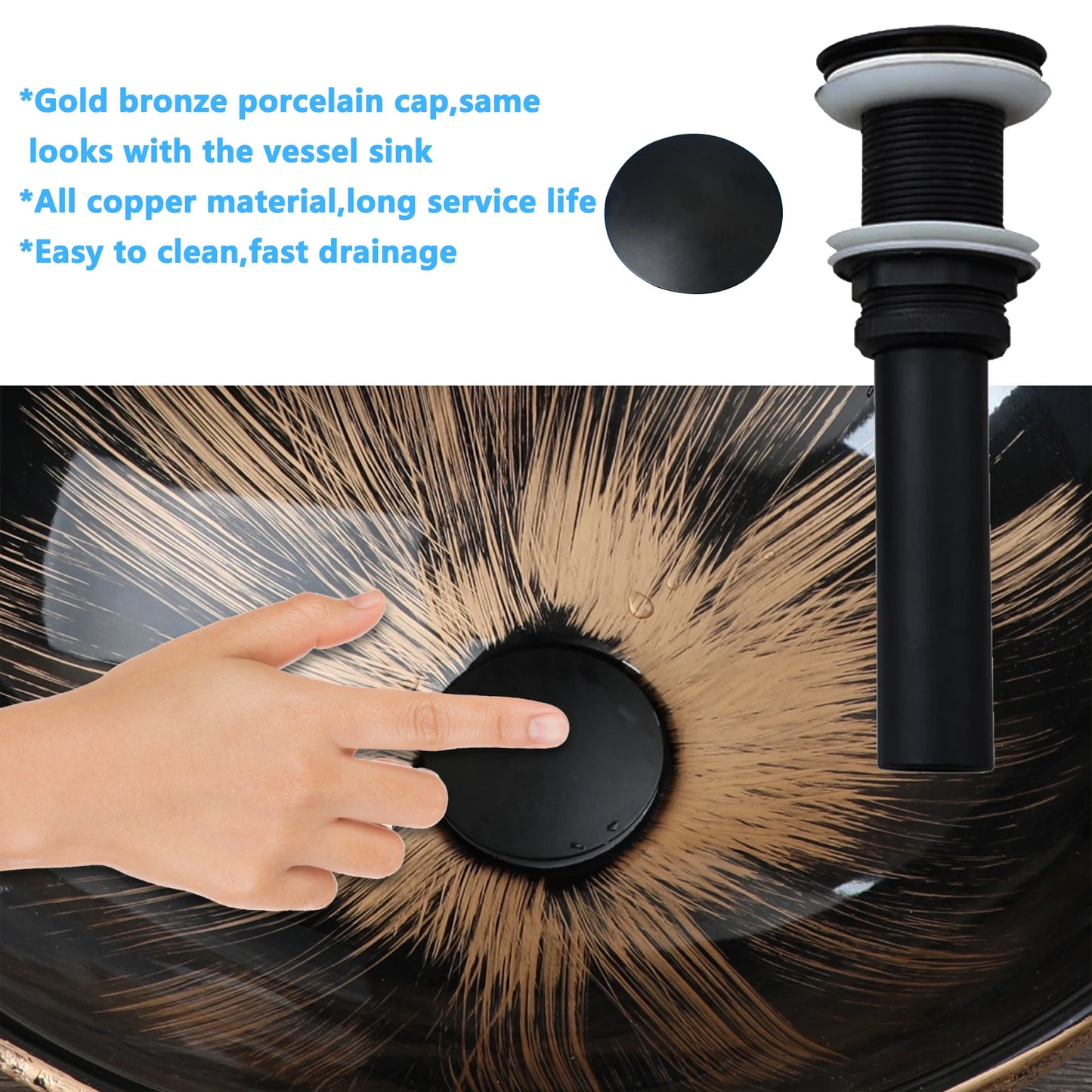 Vintage Gold Ceramic Bathroom Vessel Sink