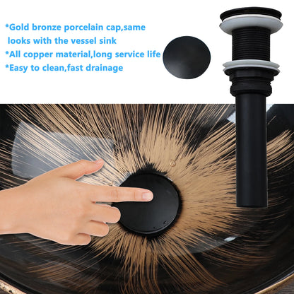 Vintage Gold Ceramic Bathroom Vessel Sink