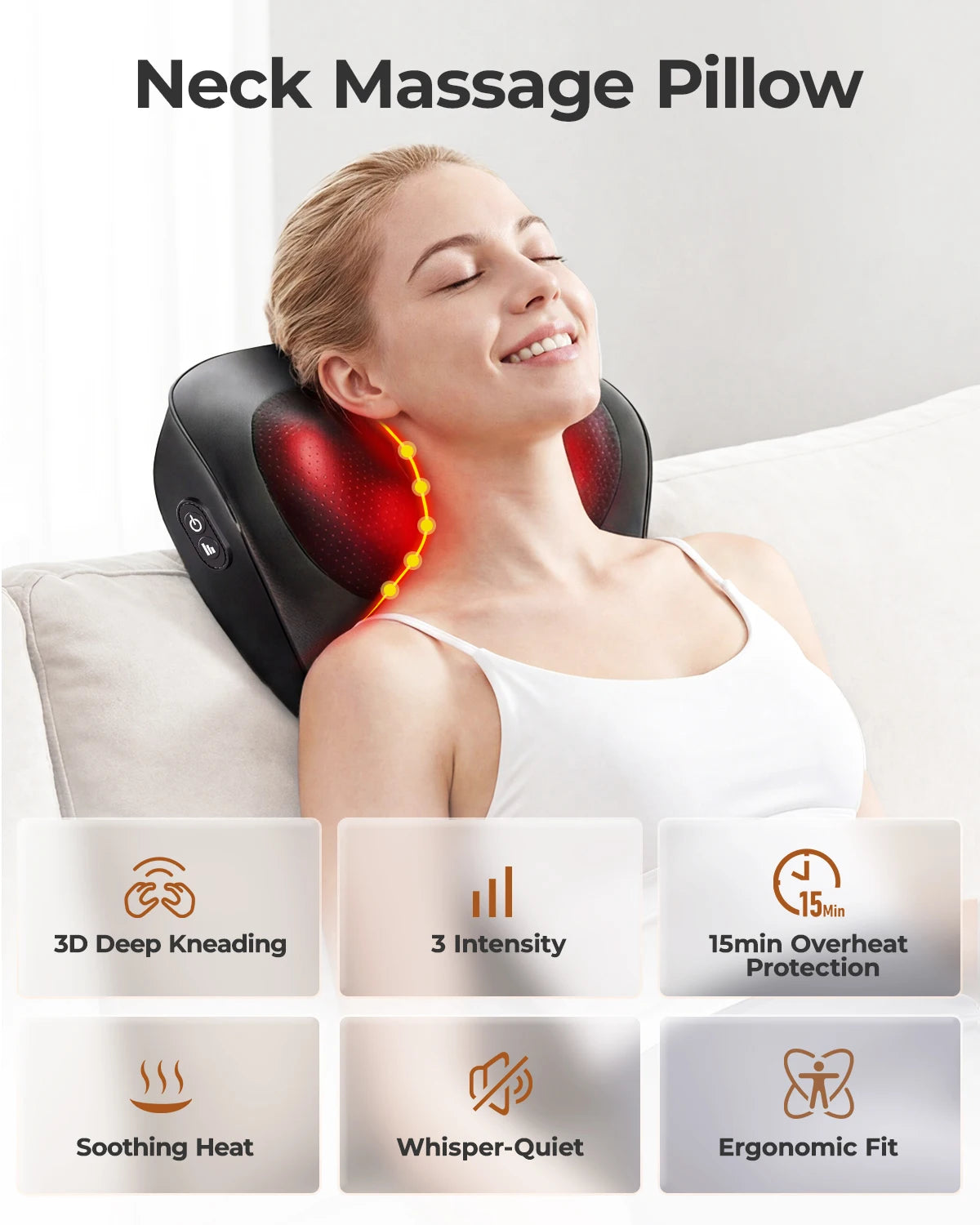 Electric Neck and Back Massage Pillow with Heat