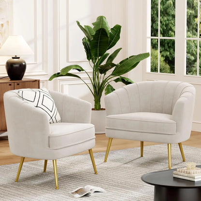 Velvet Upholstered Accent Chair Set