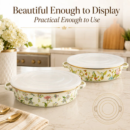 Vintage Floral Enamel Pie Pan