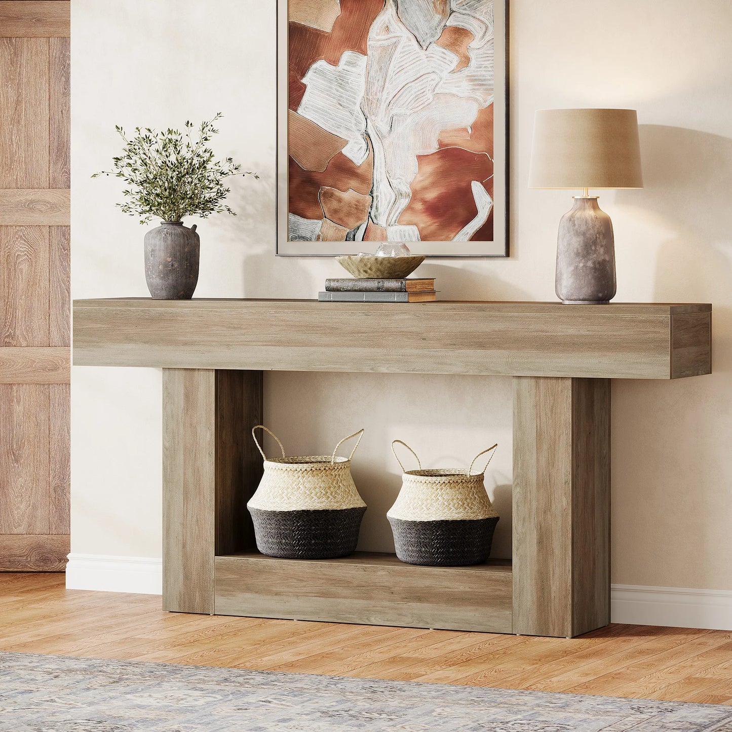 Farmhouse Style Wooden Console Table