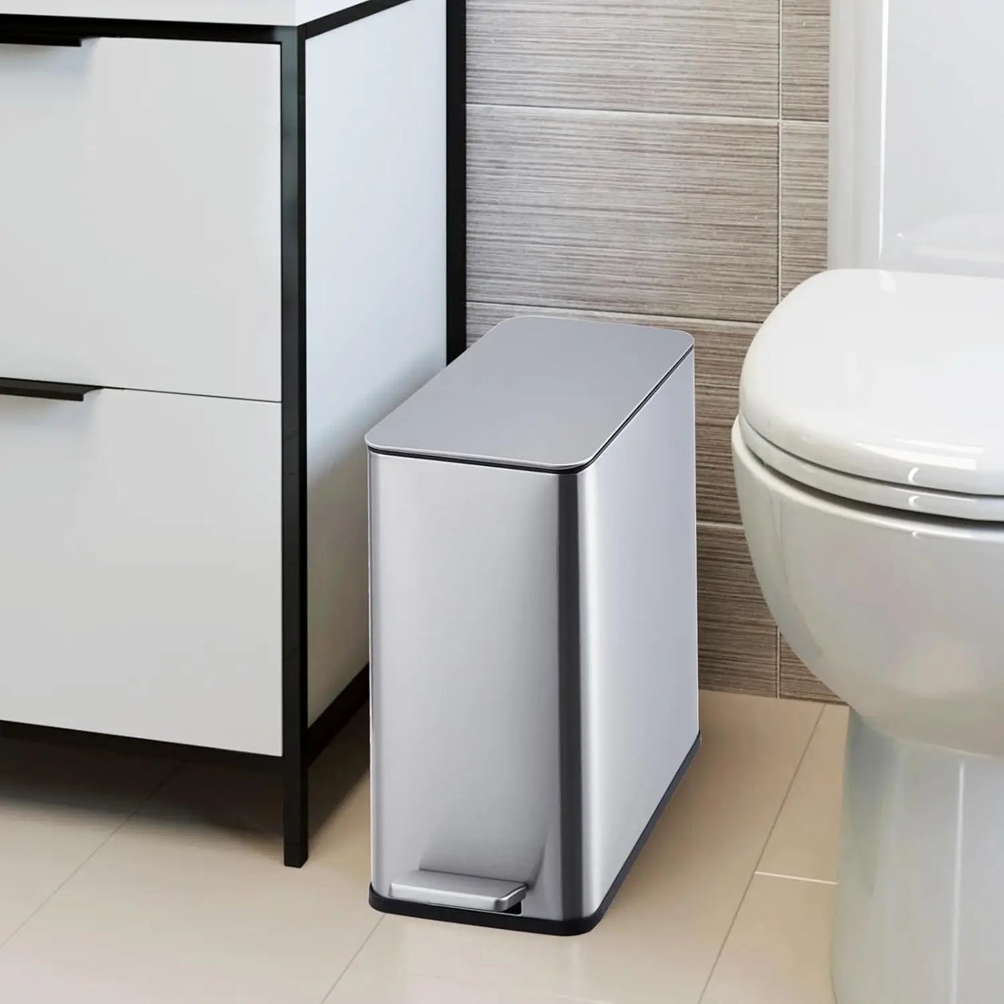 Stainless Steel Soft Close Trash Can with Pedal