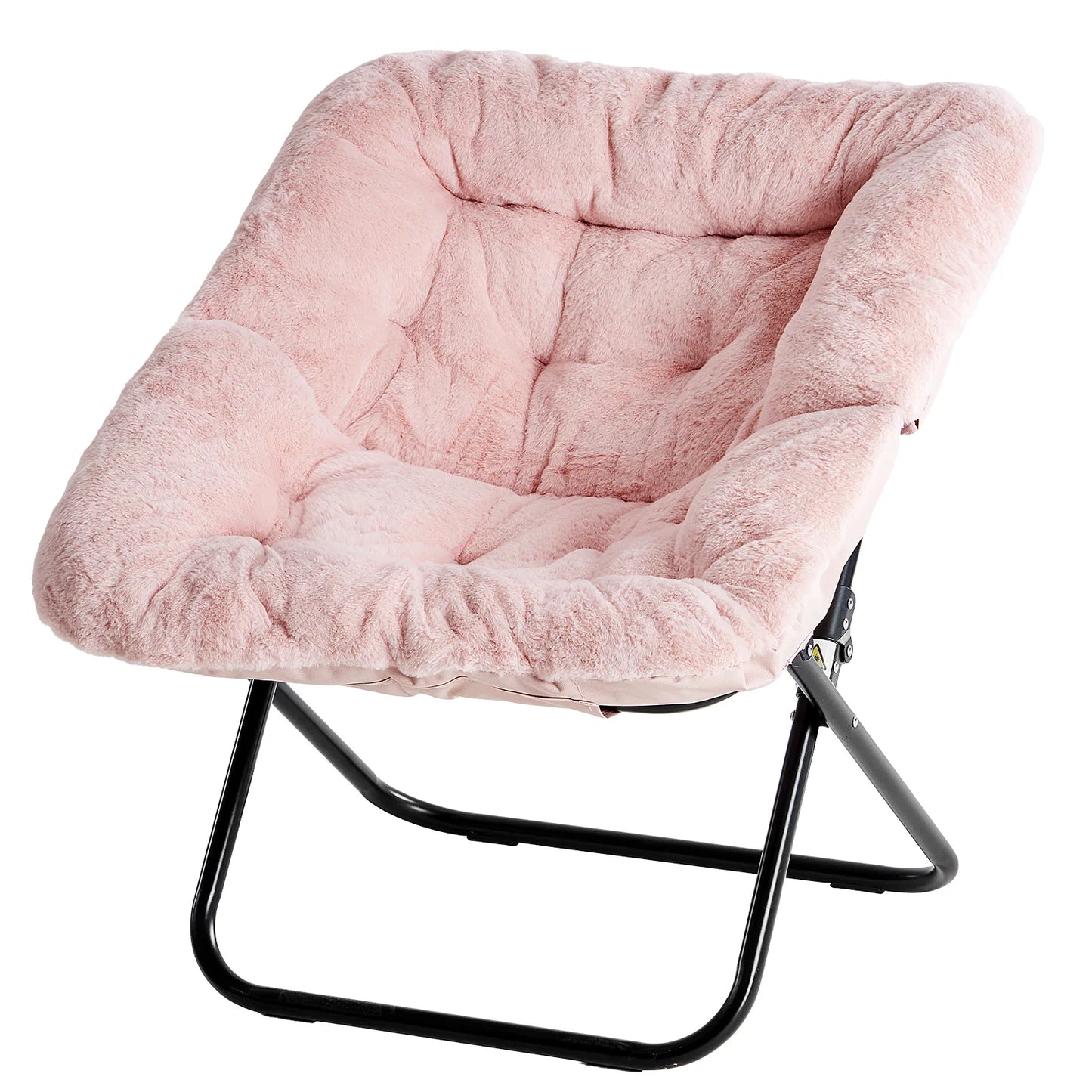 Cozy Folding Saucer Chair with Soft Faux Fur