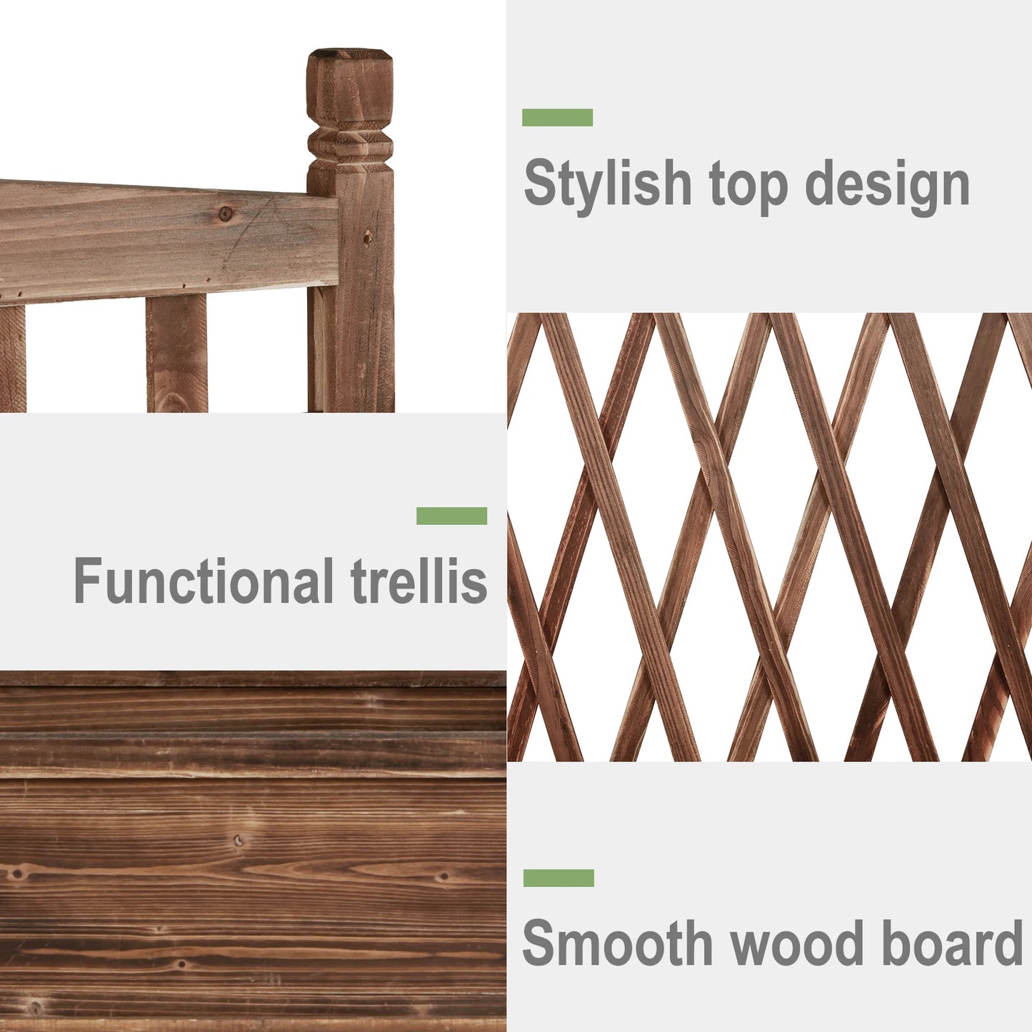 Raised Wooden Garden Bed with Trellis