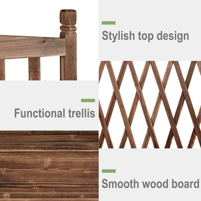 Raised Wooden Garden Bed with Trellis