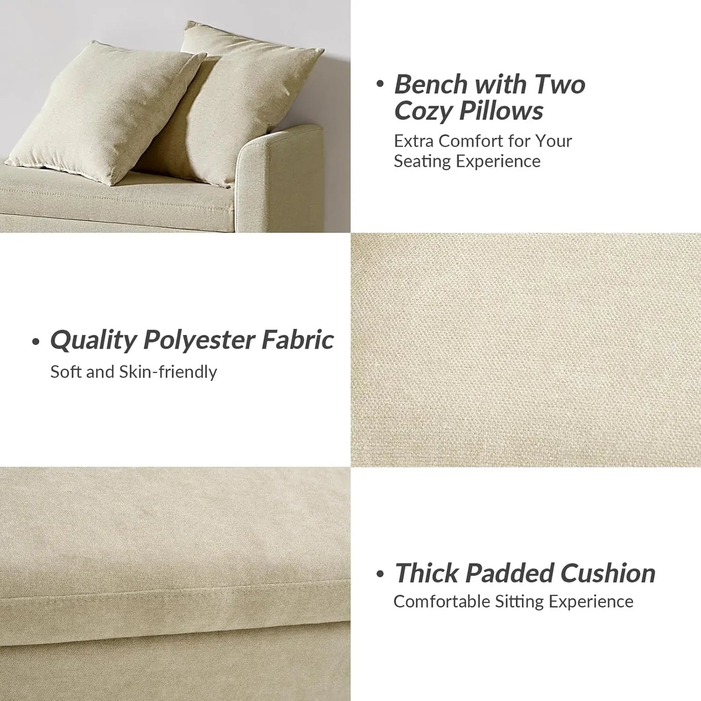 Modern Upholstered Ottoman with Throw Pillows