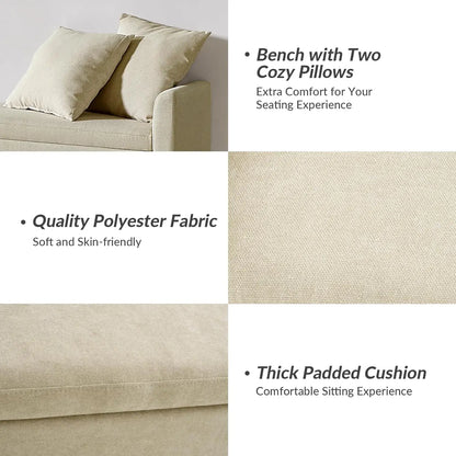 Modern Upholstered Ottoman with Throw Pillows