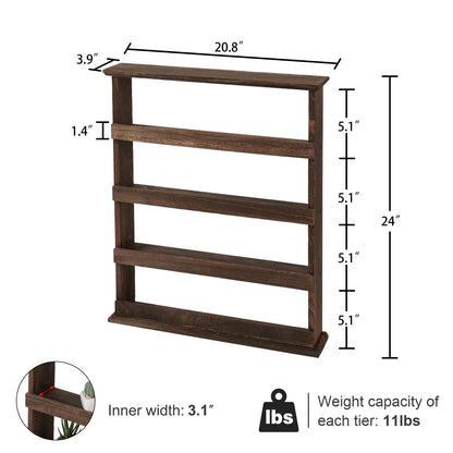 Rustic Torched Wood Wall Mounted Spice Rack