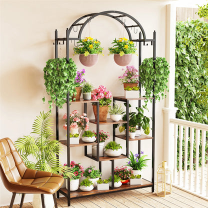 Creative 5-Tier Plant Stand with Hanging Hooks