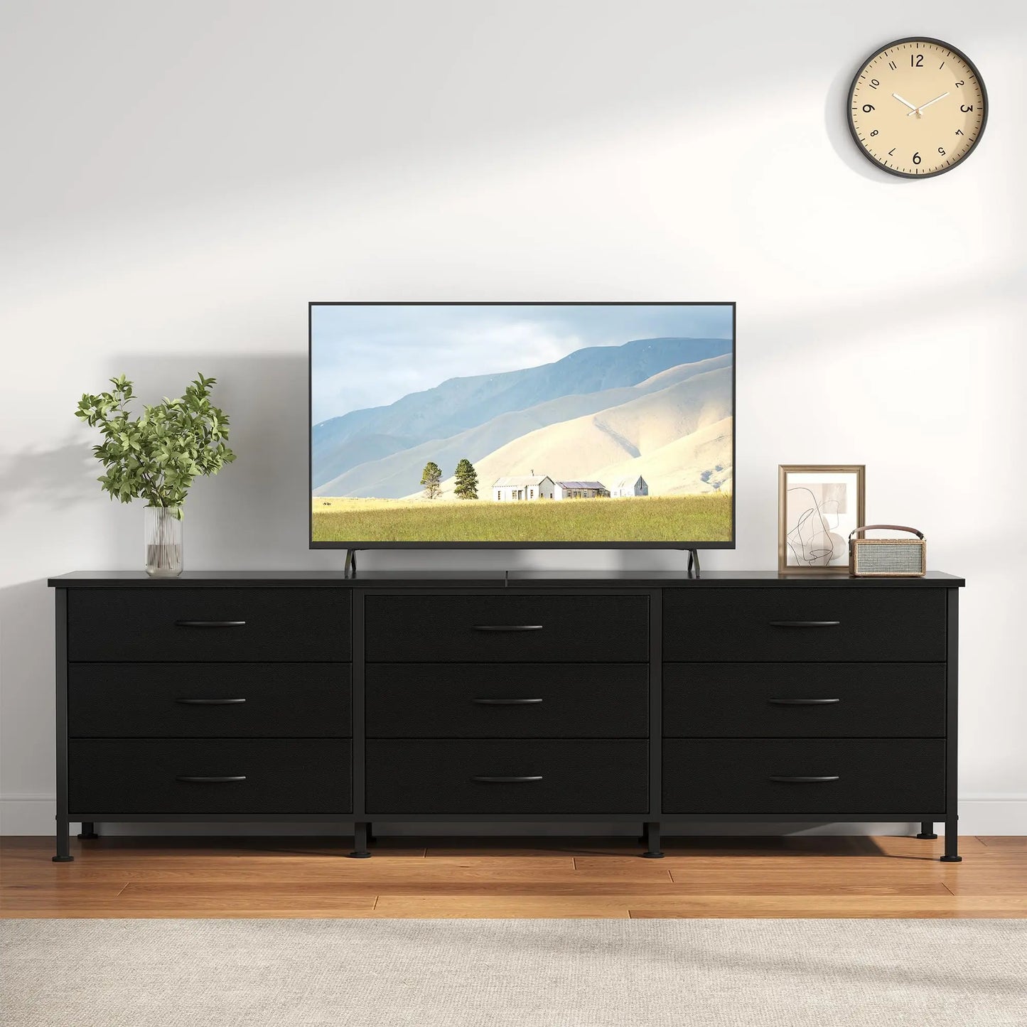 Living Room Cabinet With 9 Fabric Drawers