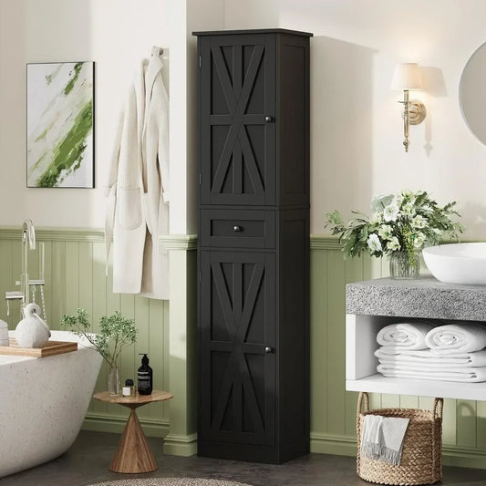 Tall Freestanding Barn Door Bathroom Cabinet