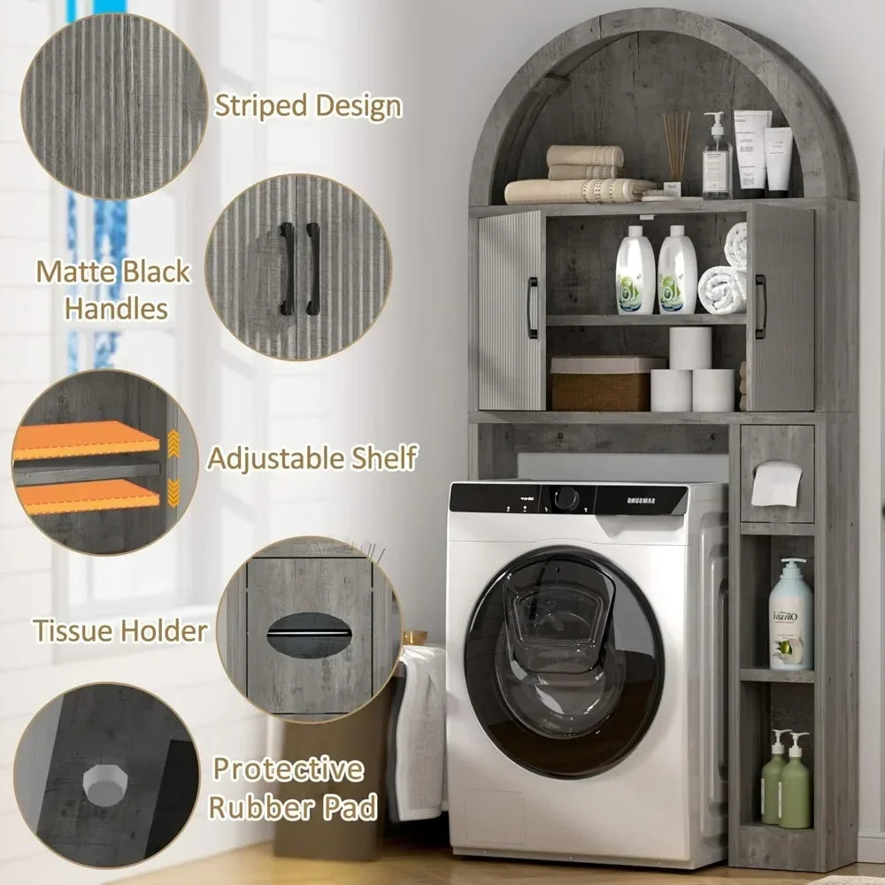 Freestanding Arched Bathroom Storage Cabinet