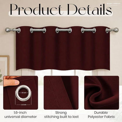 Burgundy Blackout Curtain Valance | Grommet Top Window Treatment
