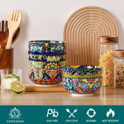 Colorful Bohemian Style Ceramic Soup Bowl Set