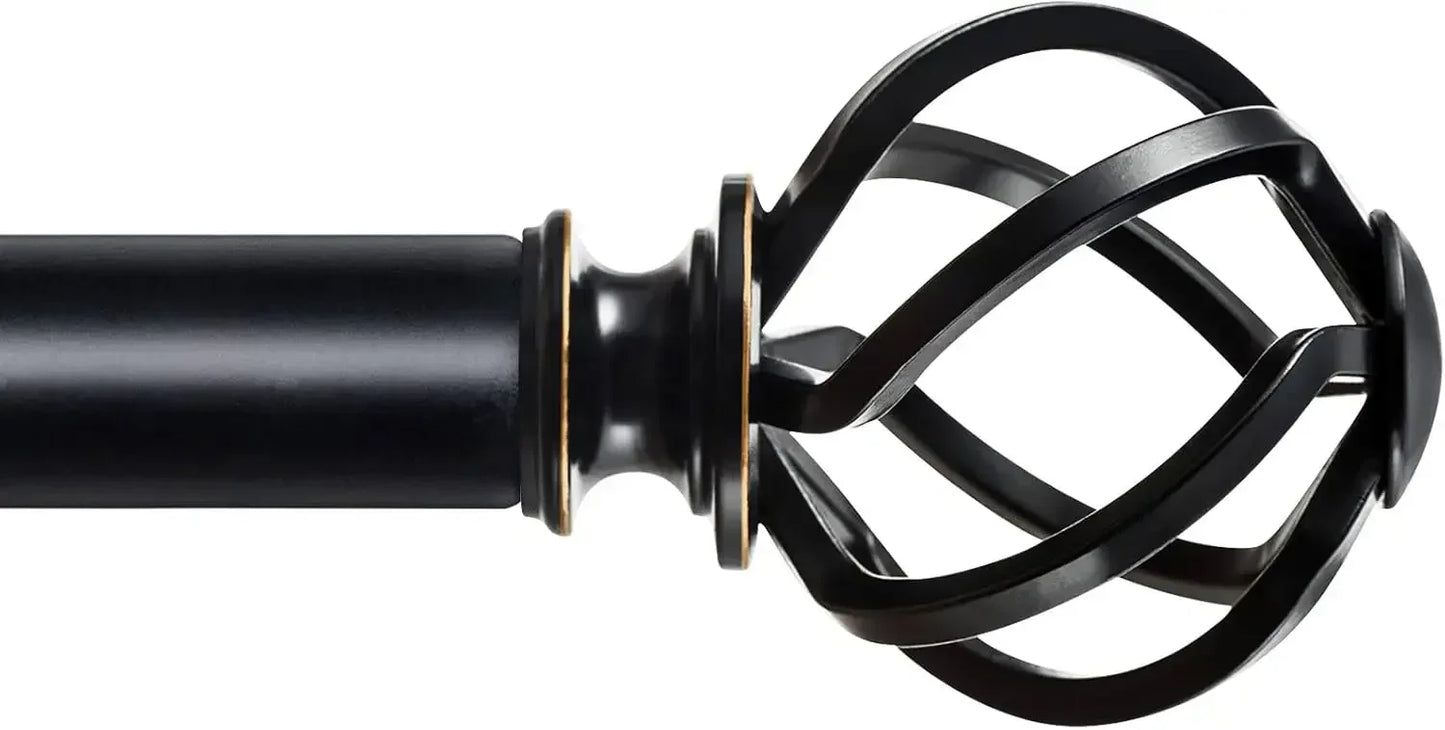 Heavy-Duty Black Curtain Rod 32–144 Inch | Adjustable Decorative Window Rod