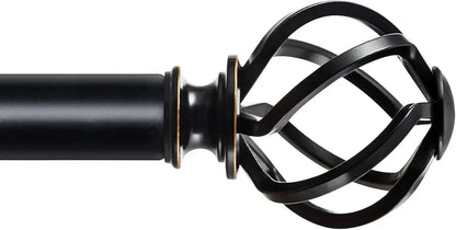 Heavy-Duty Black Curtain Rod 32–144 Inch | Adjustable Decorative Window Rod
