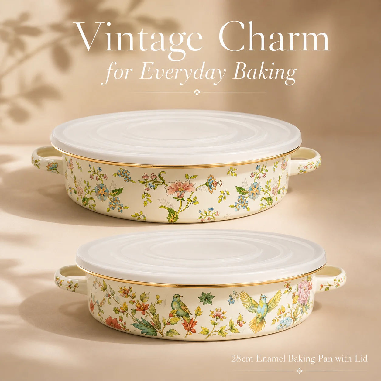 Vintage Floral Enamel Pie Pan
