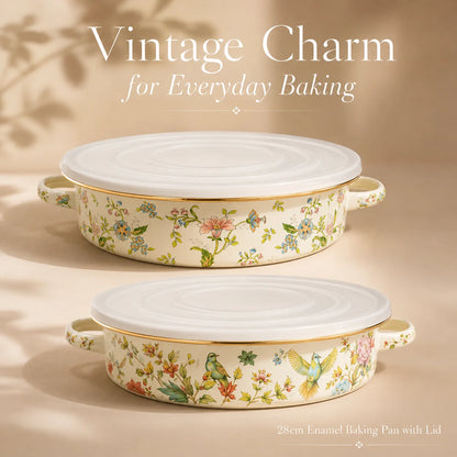 Vintage Floral Enamel Pie Pan