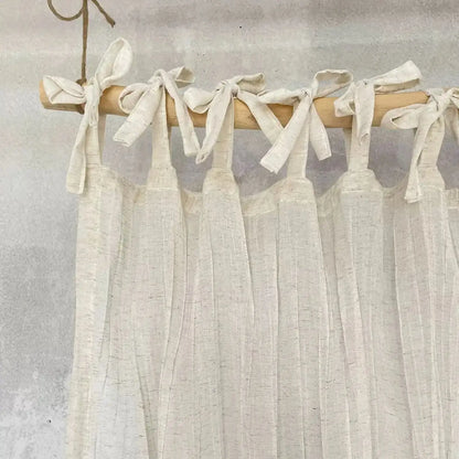 Japanese Linen Textured Sheer Roman Curtain Panel | Light Filtering Voile Window Curtain