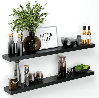 48-Inch Modern Wall Shelves with Hidden Heavy-Duty Brackets (Set of 2)