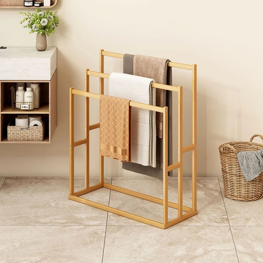 Wood Vertical Towel Rack | 3-Tier Freestanding Floor Towel Stand with Storage