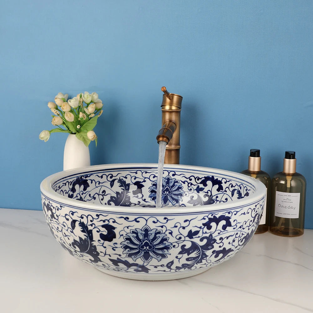 Ceramic Bathroom Vessel Sink & Faucet Combo
