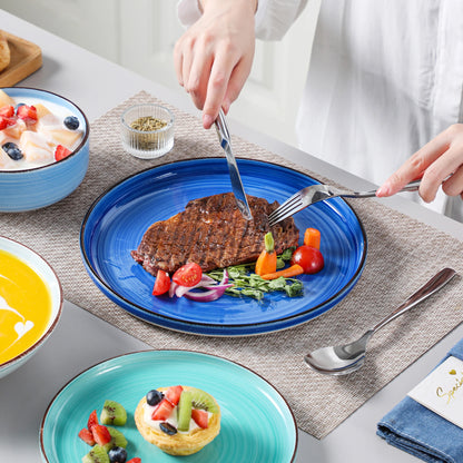 Hand-Painted Ceramic Dinnerware Set | Bonita Blue Swirl Stoneware Collection
