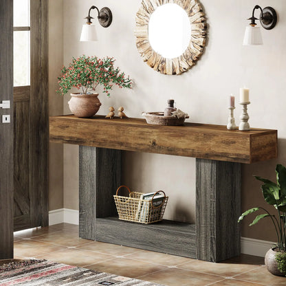 Farmhouse Style Wooden Console Table