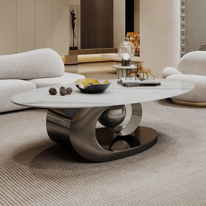 Modern Oval Stone Coffee Table
