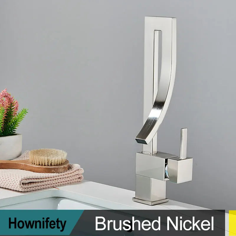 Modern Brass Waterfall Bathroom Faucet