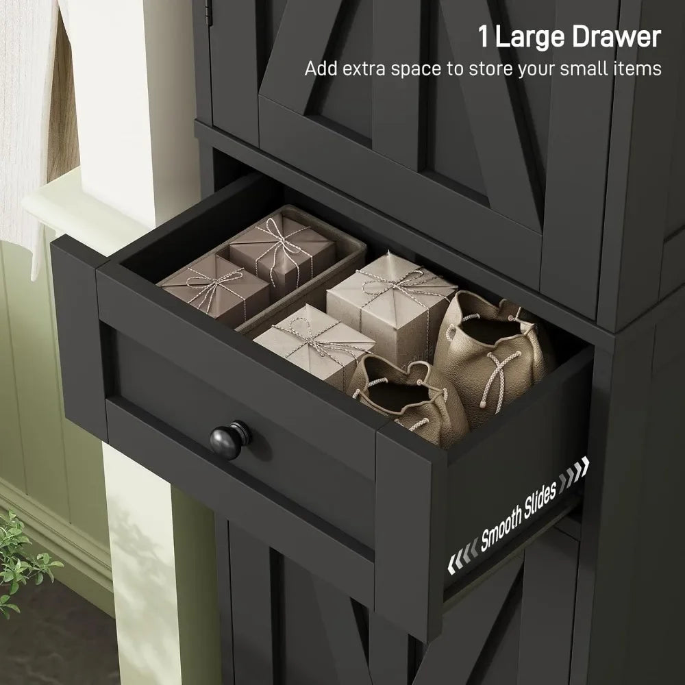 Tall Freestanding Barn Door Bathroom Cabinet