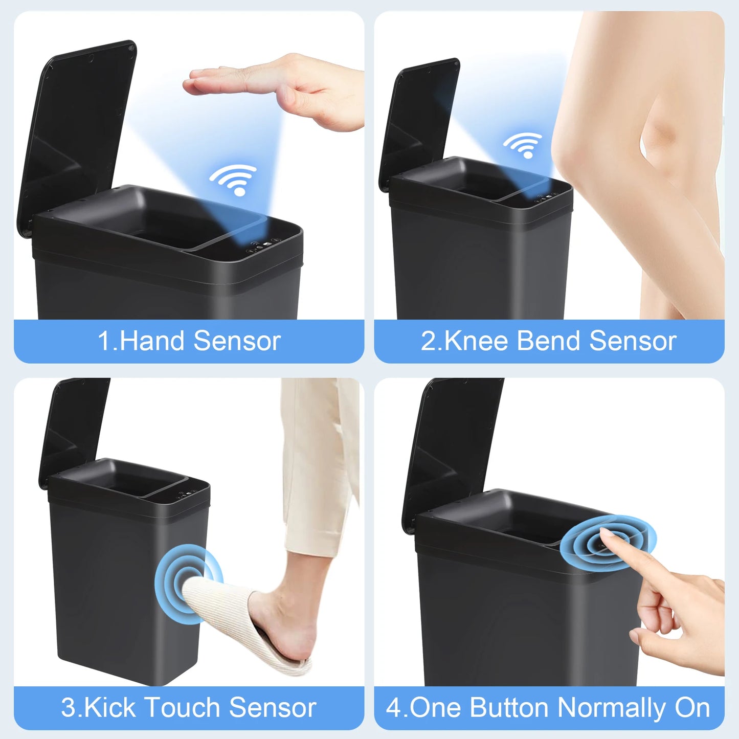 Touchless Bathroom Trash Cans, Set of 2